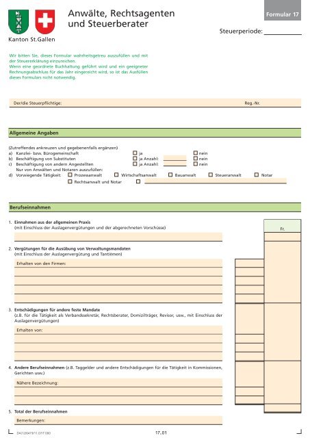 Anwälte, Rechtsagenten und Steuerberater - Steuern St. Gallen ...