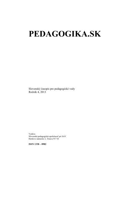 StiahnuÅ¥ celÃ© ÄÃ­slo v PDF - Pedagogika.sk