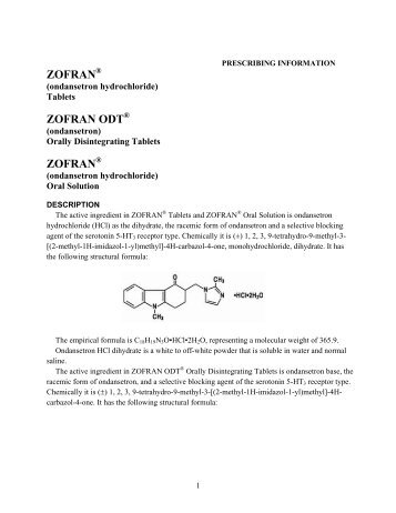 ZOFRAN Tablets, Orally Disintegrating Tablets, & Oral ... - GSK Source