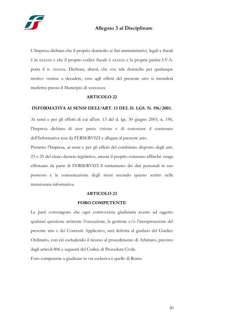 All. 3 SCHEMA DI ACCORDO QUADRO - Ferrovie dello Stato Italiane