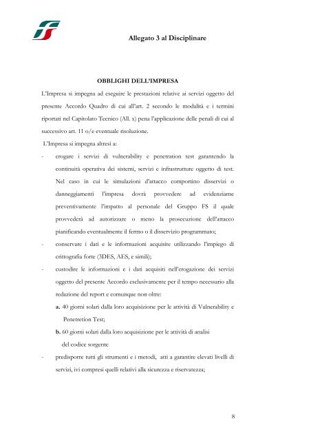 All. 3 SCHEMA DI ACCORDO QUADRO - Ferrovie dello Stato Italiane