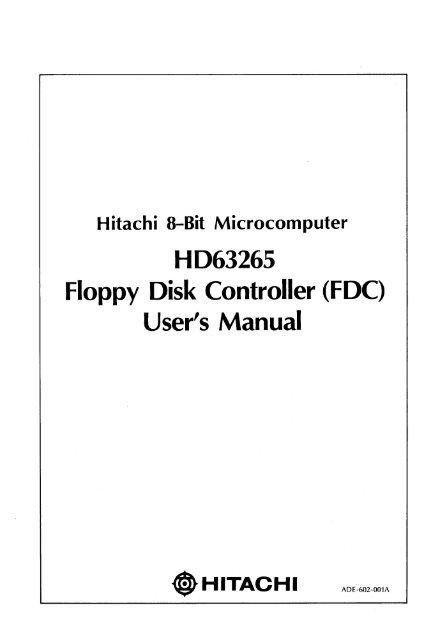 HD63265 Floppy Disk Controller Users Manual 2ed Mar89 - Bitsavers