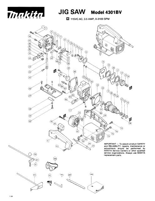 JIG SAW Model 4301 BV - Makita