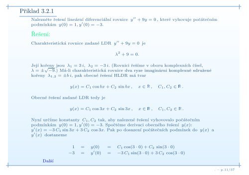 Kapitola 3: Lineární diferenciální rovnice