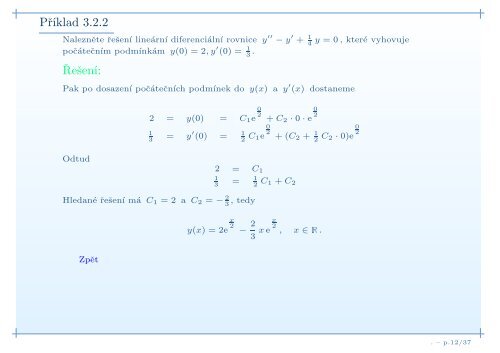 Kapitola 3: Lineární diferenciální rovnice
