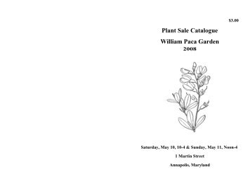 Plant Sale Catalogue William Paca Garden - Historic Annapolis ...