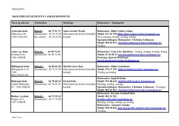 Oversikt over skolehelsetjenesten - Asker kommune