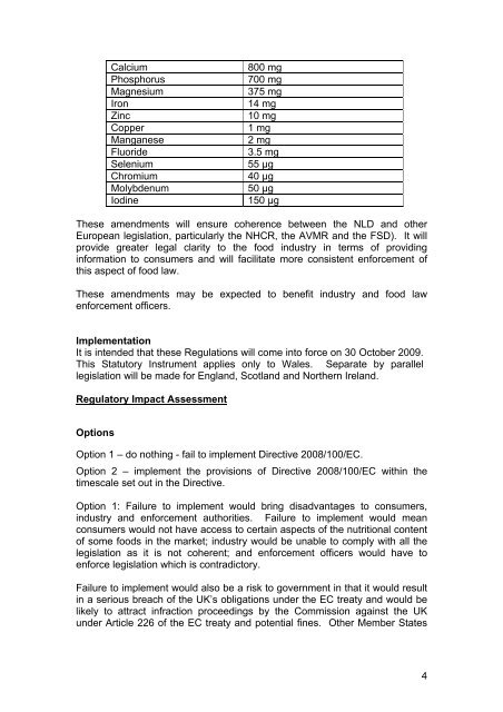 Explanatory Memorandum to the Food Labelling (Nutrition