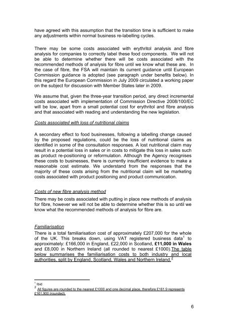 Explanatory Memorandum to the Food Labelling (Nutrition