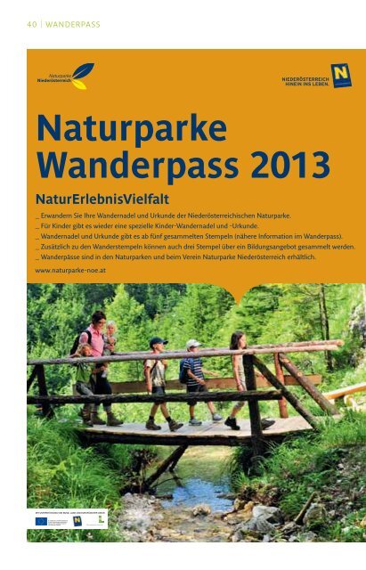 Naturparke Niederösterreich Sommerprogramm 2013