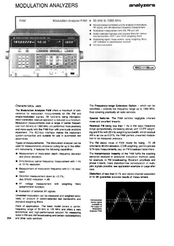 MODULATION ANALYZERS - Helmut Singer Elektronik