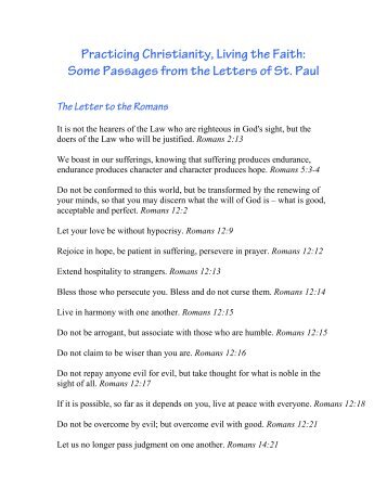 To read excerpts from St. Paul's letters about living the Christian life ...