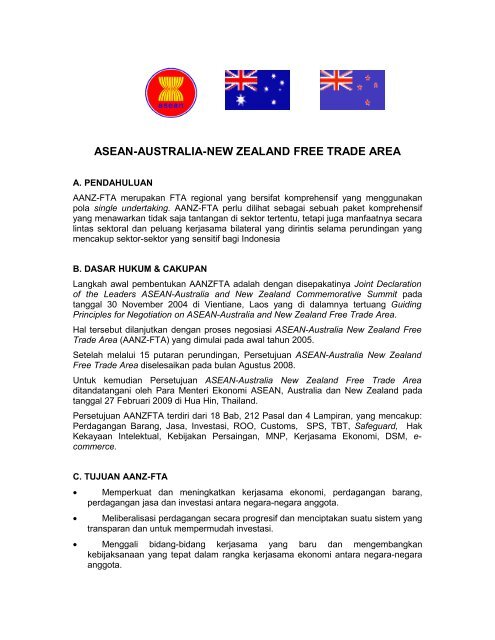 asean-australia-new zealand free trade area - Direktorat Jenderal KPI