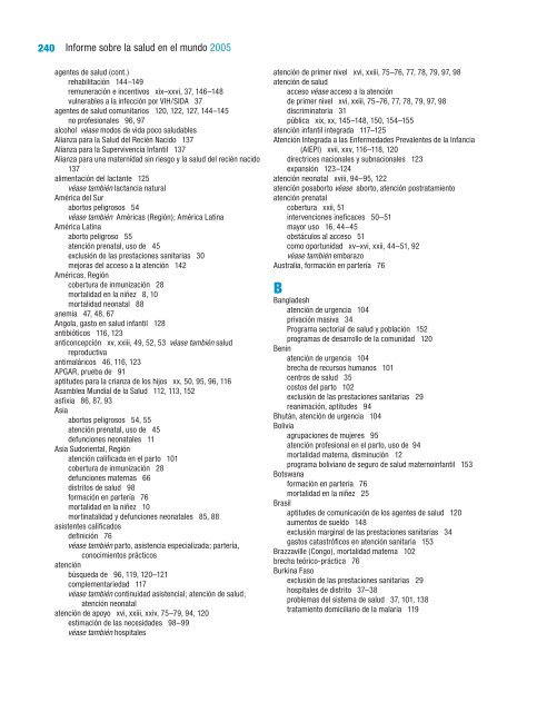 Informe sobre la salud en el mundo 2005 Â¡Cada madre y ... - eFaber