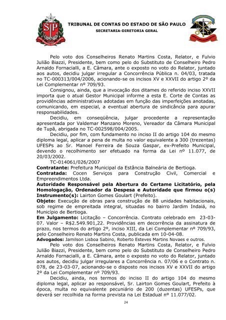 33ª S.O. 24-11-2009 DOE. 02-12-2009 FLS. 52-55 - Tribunal de ...