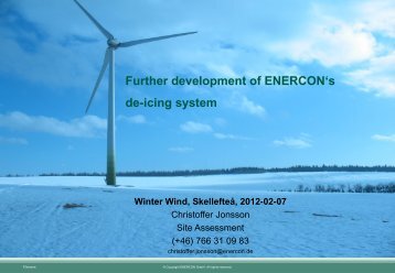 Further development of Enercon's de-icing system ... - Winterwind