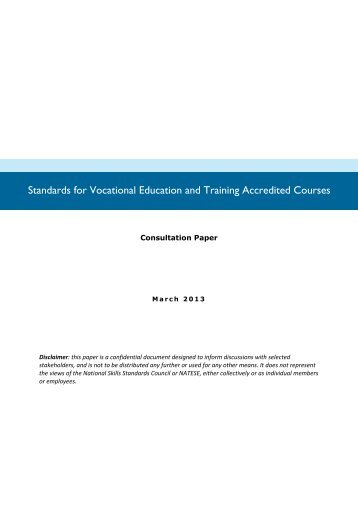 Standards for Vocational Education and Training Accredited Courses