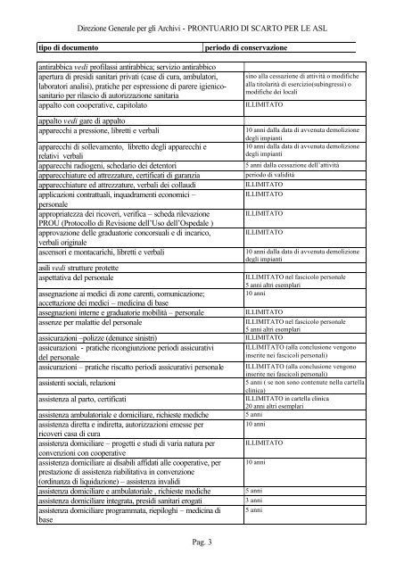 Prontuario di scarto per le ASL