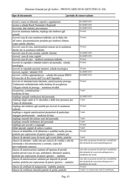 Prontuario di scarto per le ASL