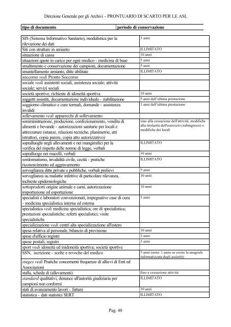 Prontuario di scarto per le ASL