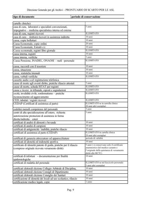 Prontuario di scarto per le ASL