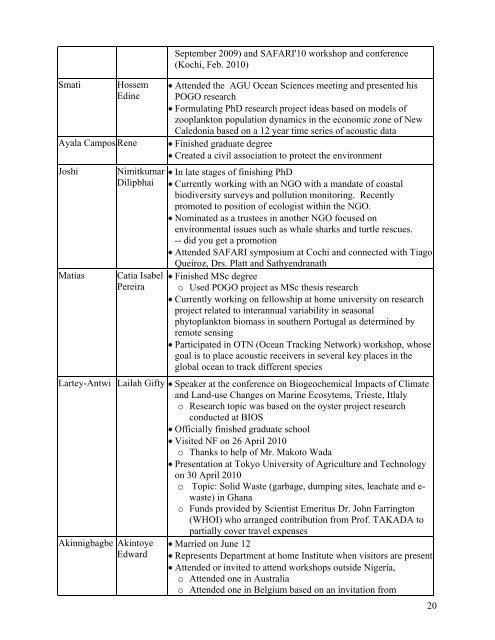 NF-POGO Centre of Excellence Year 2 Report