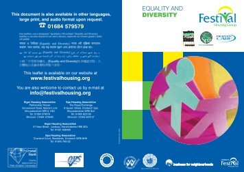 Equality and Diversity Leaflet - Festival Housing
