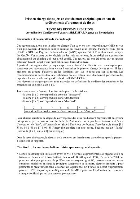 Prise en charge des sujets en Ã©tat de mort encÃ©phalique en ... - SRLF