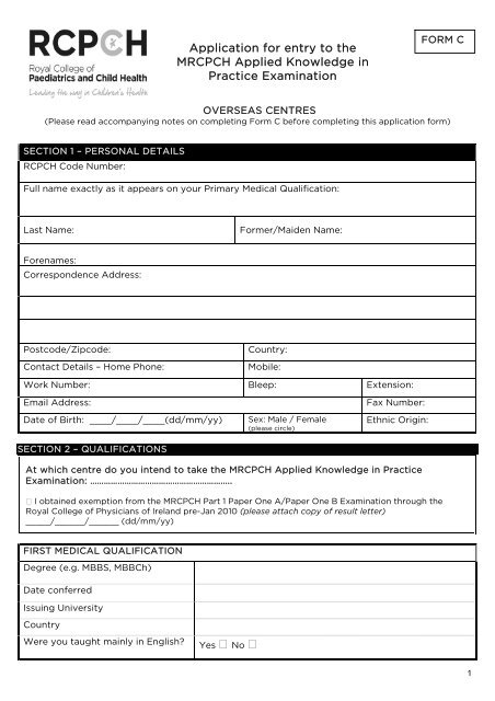 Application Form C