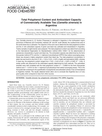 Total Polyphenol Content and Antioxidant Capacity of Commercially ...