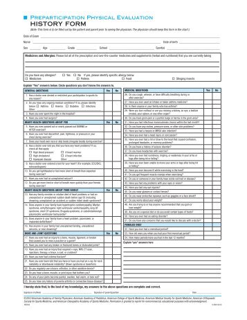 (WIAA) Sports Physical Exam