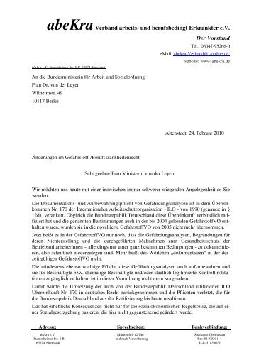 abeKraVerband arbeits- und berufsbedingt Erkrankter e.V. Der ...