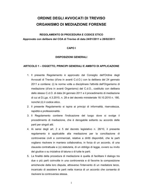 ordine degli avvocati di treviso organismo di mediazione forense