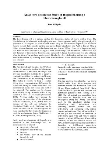 A dissolution study of Ibuprofen in a flow-through-cell