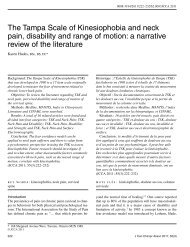 The Tampa Scale of Kinesiophobia and neck pain, disability and ...