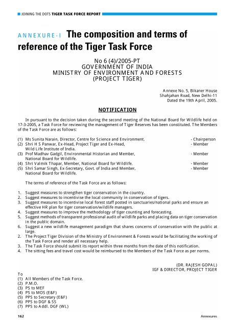 Report of the Tiger Task Force - PRS