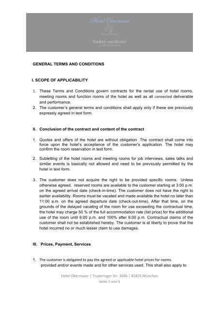 general terms and conditions - Hotel Obermaier