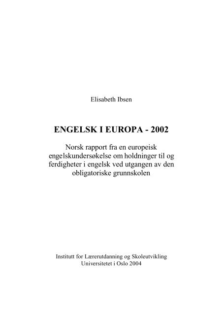 Engelsk i Europa - 2002 - Det utdanningsvitenskapelige fakultet ...