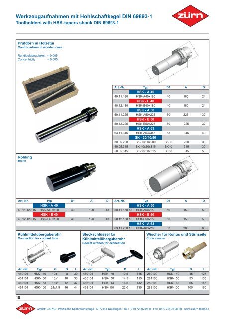 Werkzeugaufnahmen mit Hohlschaftkegel DIN 69893-1 ... - ToolSpann