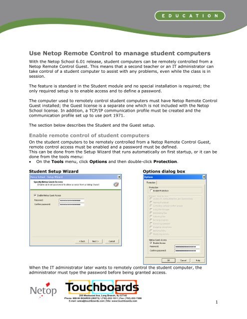 Use Netop Remote Control to manage student ... - Touchboards.com