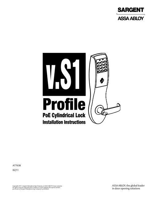 v.S1 Cylindrical Lock Installation Instructions 1.10 - Access Control ...