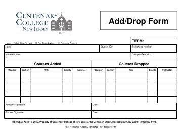 Add/Drop Form - Centenary College