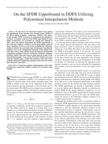 On the SFDR Upperbound in DDFS Utilizing Polynomial ...
