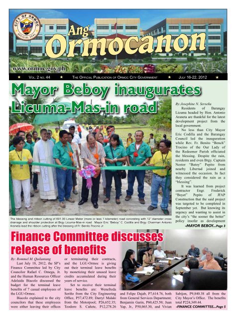 Mayor Beboy inaugurates - City Government of Ormoc