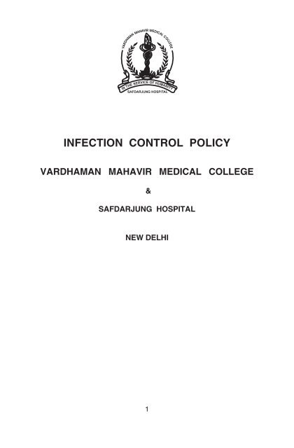 Guidelines for INFECTION CONTROL POLICY - Safdarjung Hospital