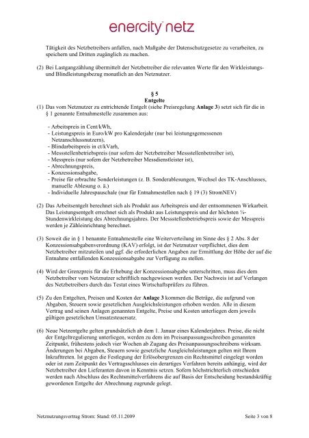 Netznutzungsvertrag Strom - bei der enercity Netzgesellschaft