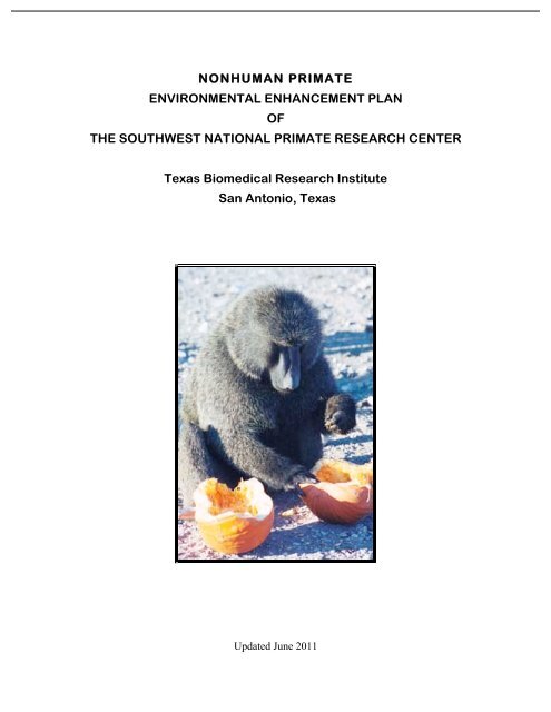 Nonhuman Primate Environmental Enhancement Plan