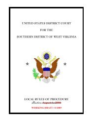 Local Rules of Civil Procedure - Southern District of West Virginia