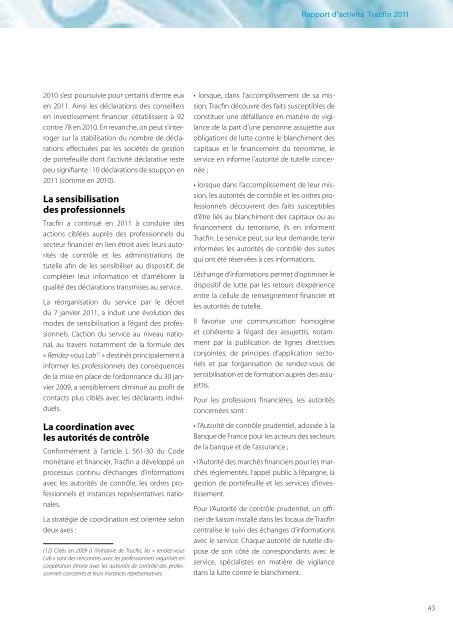 Rapport Tracfin 2011 - FONDAFIP