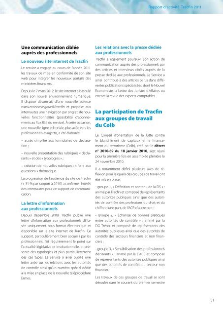 Rapport Tracfin 2011 - FONDAFIP